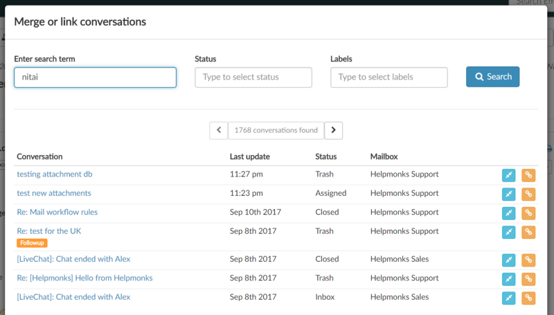 New in Helpmonks: Merge and link conversations