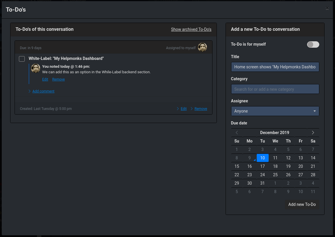 Introducing To-Do lists for your teams in Helpmonks