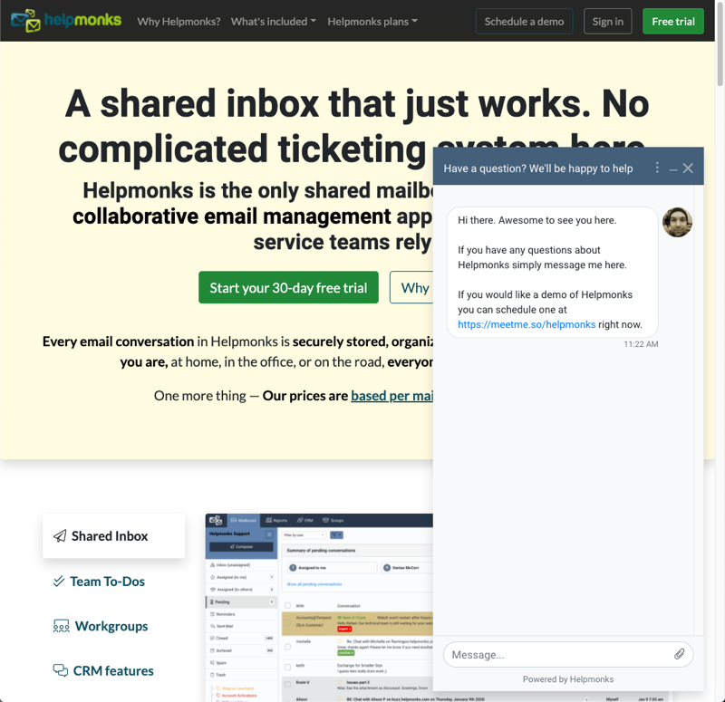 Preview available now - Live-Chat in Helpmonks for your websites