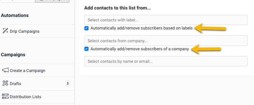 Automated distribution lists