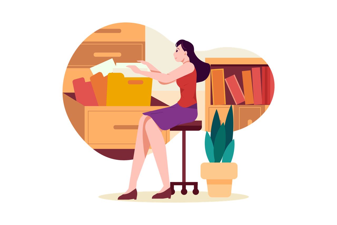 woman organizing office documents
