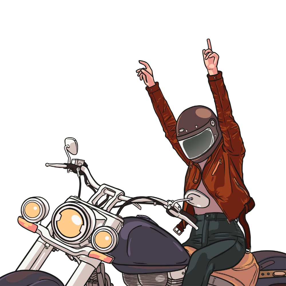 woman on a bike celebrating her ride