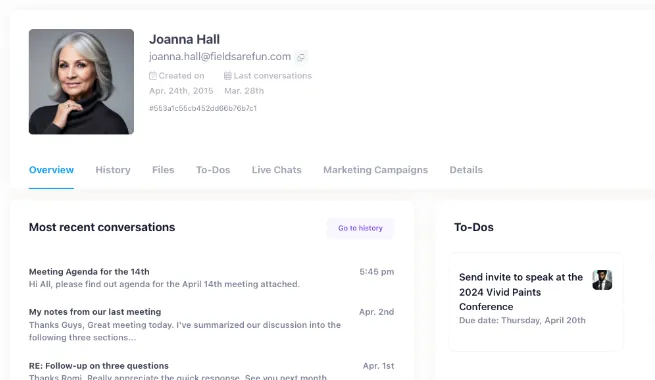 Email CRM for managing contacts and companies