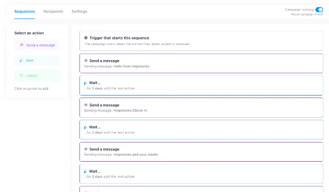 Create email sequences with Helpmonks - the best shared inbox for teams
