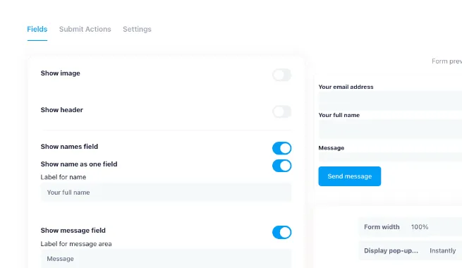 Form editor for your marketing campaigns and landing pages