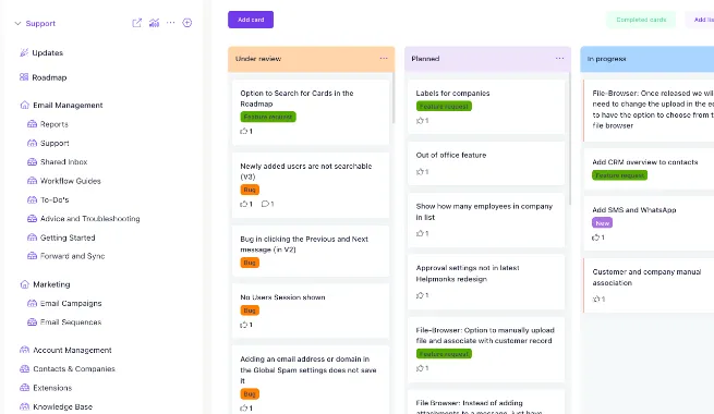 Keep your customers up to date with your product roadmap using Helpmonks