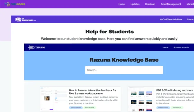Create a knowledge base for your customers and internal documentation with Helpmonks