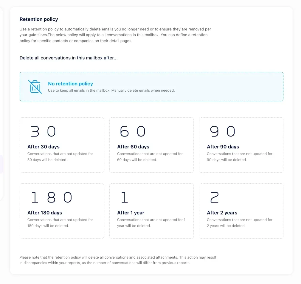 New in Helpmonks: Retention policies