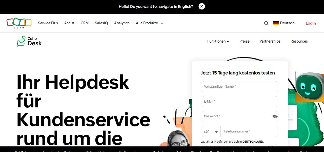 Zoho Desk helpdesk platform