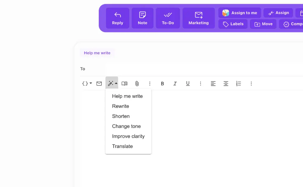 Helpmonks AI with Help me write options and more