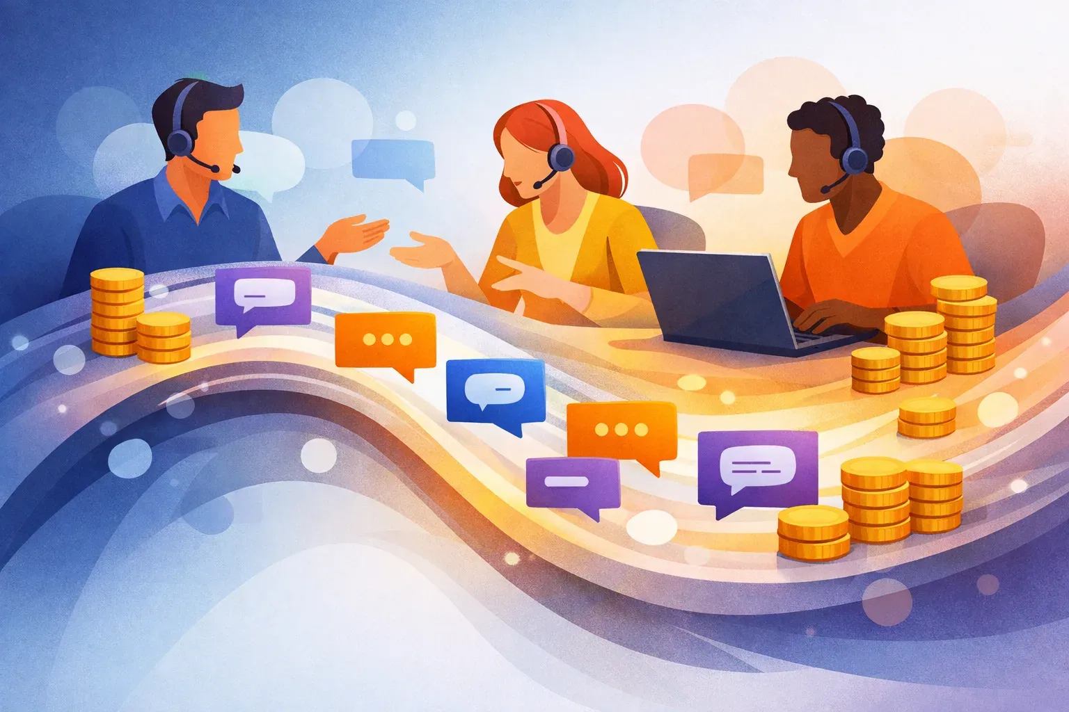 A support team collaborates on customer messages while weighing per-user costs.