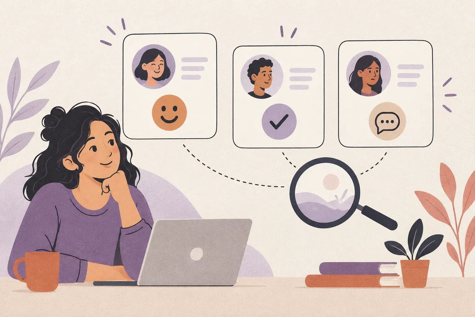 A welcome message, a completed task and a serious support conversation call for different tone choices.