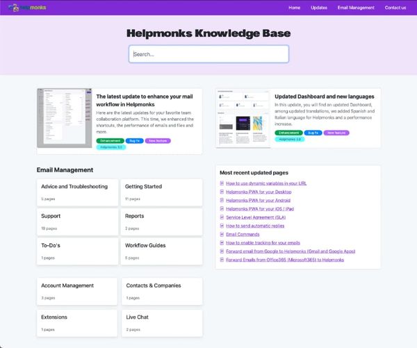 Our new knowledge base platform is available for free and with more features in every Helpmonks account. Also, it integrates into our chat widget seamlessly