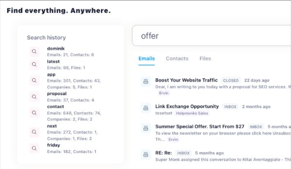 Helpmonks - lightning fast email search
