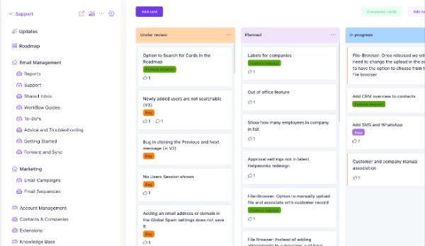 Roadmap and announcement within a knowledge base