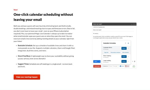 Helpmonks - one-click calendar scheduling with email